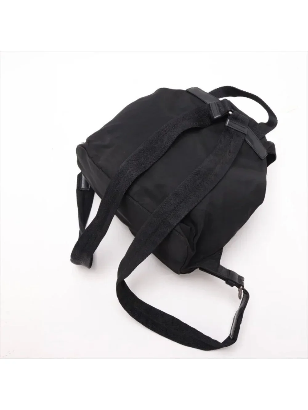 Prada Tessuto Nylon Triangle Logo Leather Backpack Shoulder Bag
